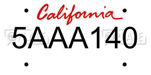 5AAA140 California License Plate