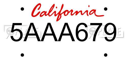 5AAA679 California License Plate