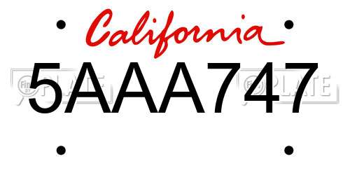 5AAA747 California License Plate