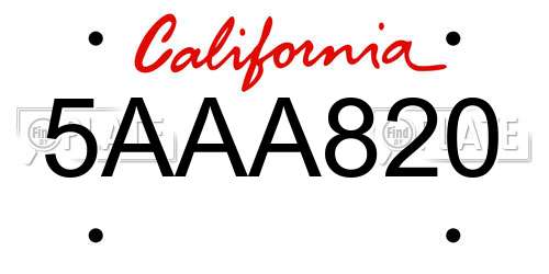 5AAA820 California License Plate