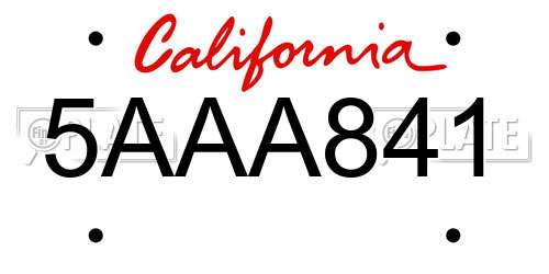 5AAA841 California License Plate