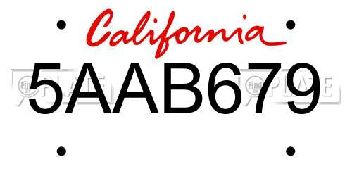 5AAB679 California License Plate