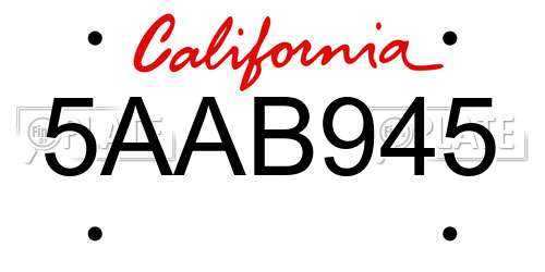 5AAB945 California License Plate