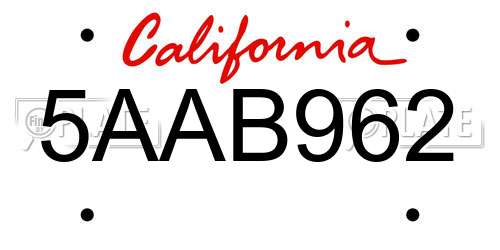 5AAB962 California License Plate