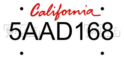5AAD168 California License Plate
