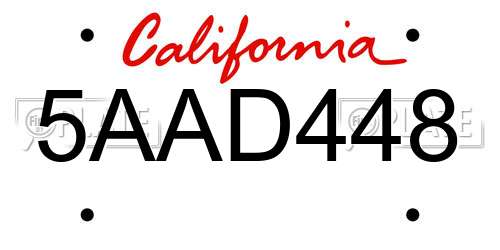 5AAD448 California License Plate