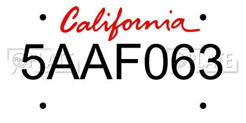5AAF063 California License Plate