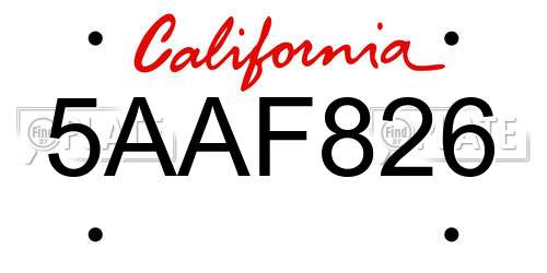 5AAF826 California License Plate