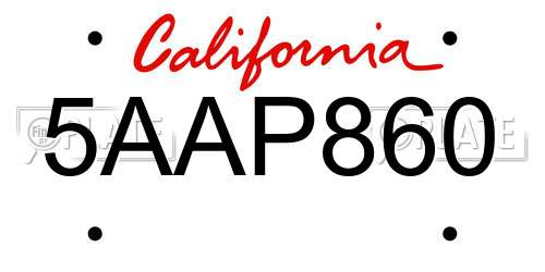 5AAP860 California License Plate