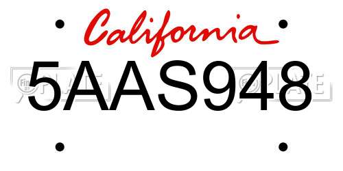 5AAS948 California License Plate