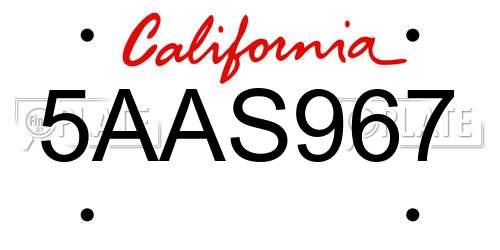 5AAS967 California License Plate