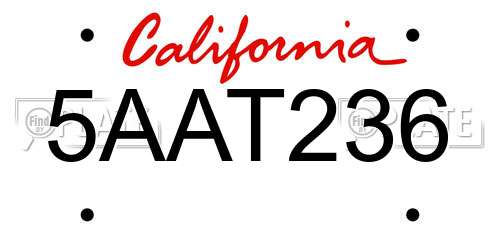 5AAT236 California License Plate