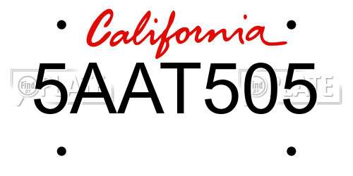 5AAT505 California License Plate