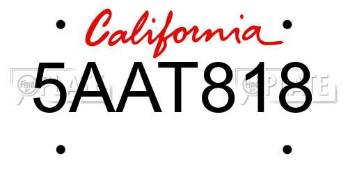 5AAT818 California License Plate