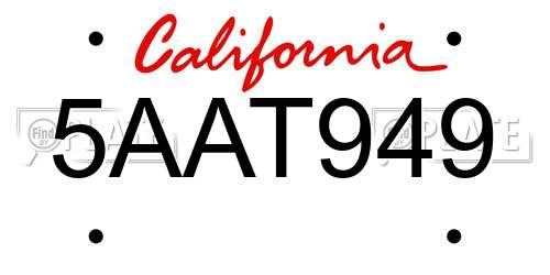 5AAT949 California License Plate
