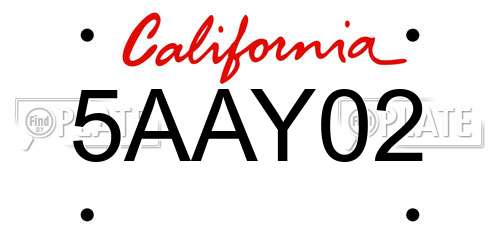 5AAY02 California License Plate