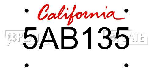 5AB135 California License Plate