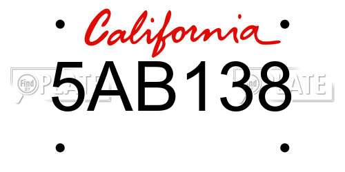 5AB138 California License Plate