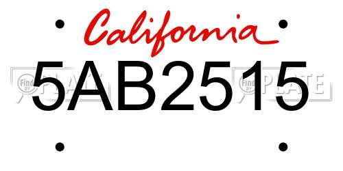 5AB2515 California License Plate