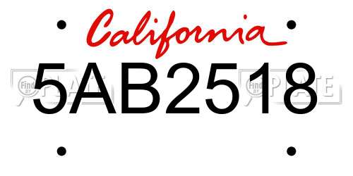 5AB2518 California License Plate