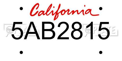5AB2815 California License Plate
