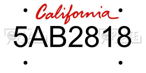 5AB2818 California License Plate