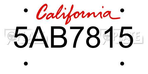 5AB7815 California License Plate
