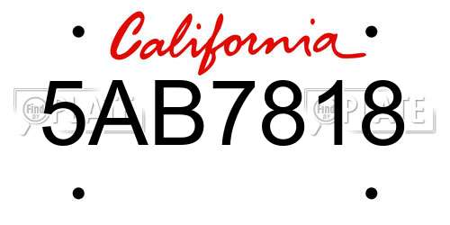 5AB7818 California License Plate