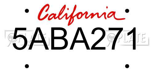 5ABA271 California License Plate