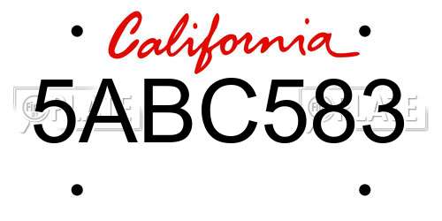 5ABC583 California License Plate