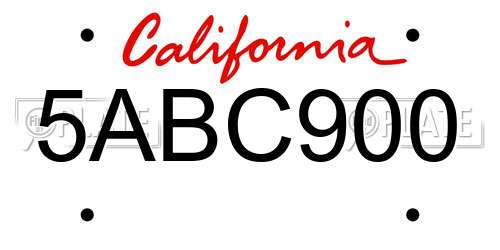 5ABC900 California License Plate