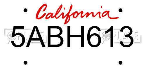 5ABH613 California License Plate