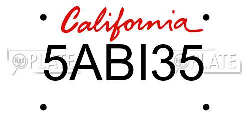 5ABI35 California License Plate