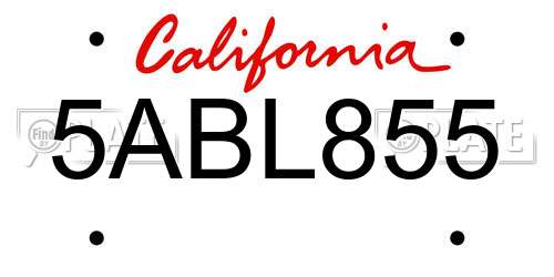 5ABL855 California License Plate