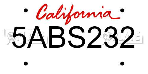 5ABS232 California License Plate