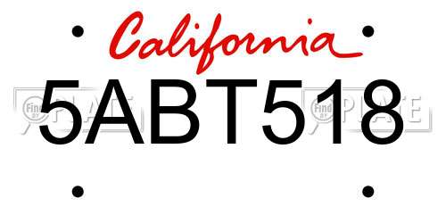 5ABT518 California License Plate