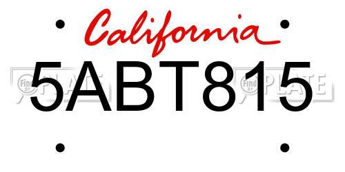 5ABT815 California License Plate