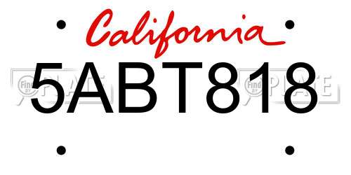 5ABT818 California License Plate