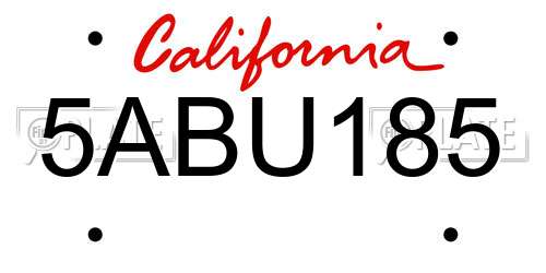 5ABU185 California License Plate