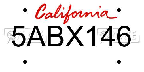 5ABX146 California License Plate