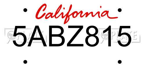 5ABZ815 California License Plate