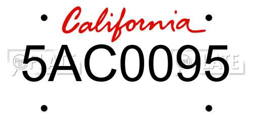 5AC0095 California License Plate