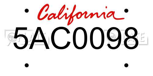5AC0098 California License Plate