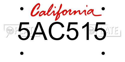 5AC515 California License Plate