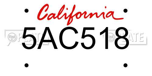 5AC518 California License Plate