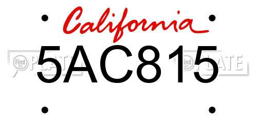 5AC815 California License Plate