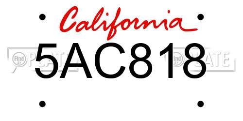 5AC818 California License Plate