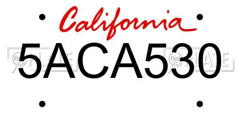 5ACA530 California License Plate