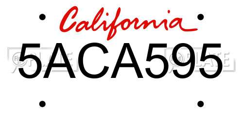 5ACA595 California License Plate