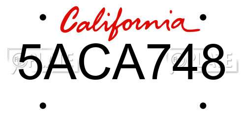 5ACA748 California License Plate